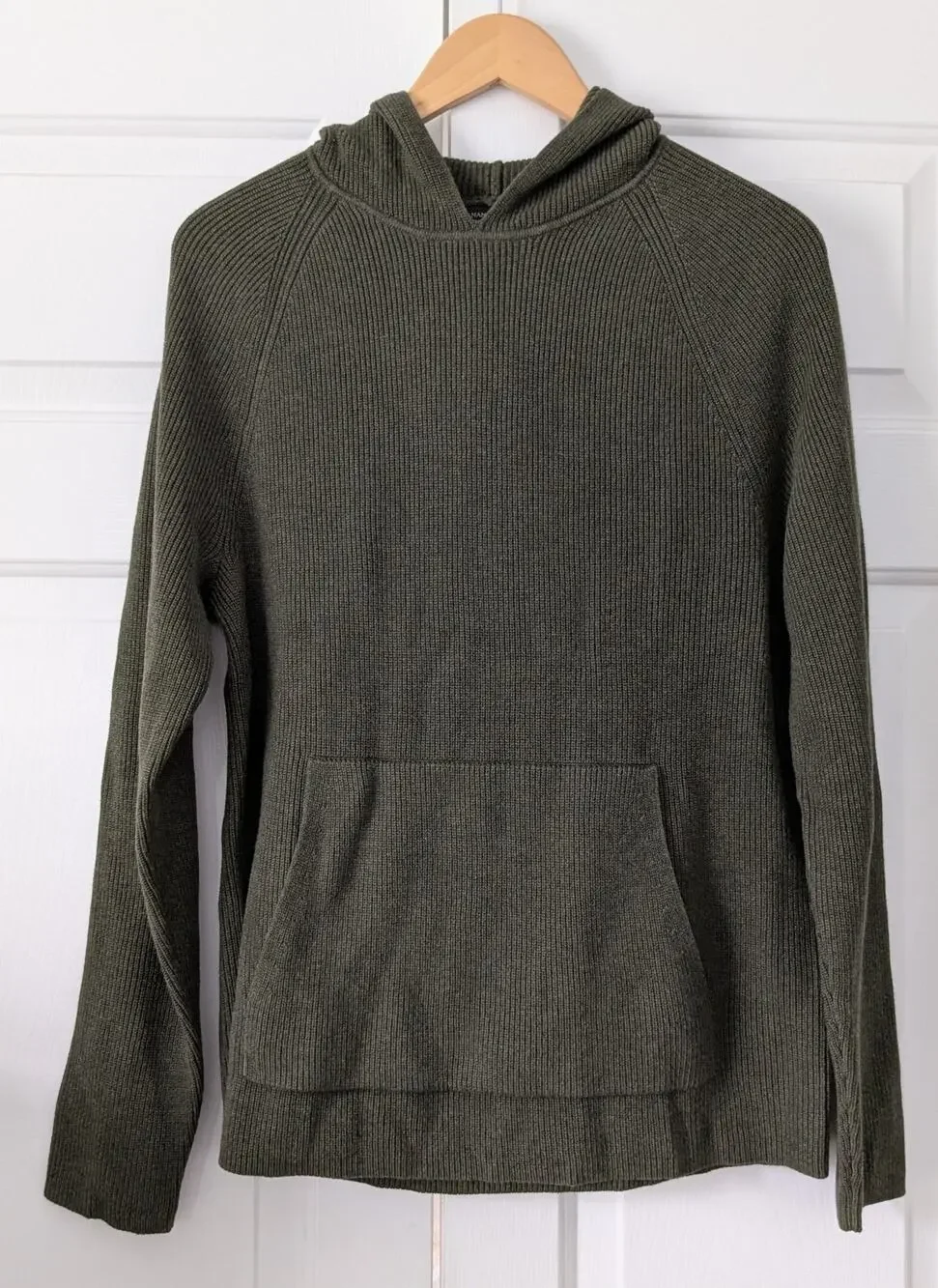 Banana Republic Olive Green Supima Cotton Knit Hoodie Sweater NEW